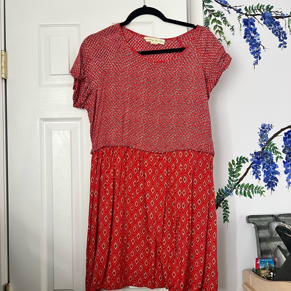 Urban Outfitters Red Geometric Midi Dress